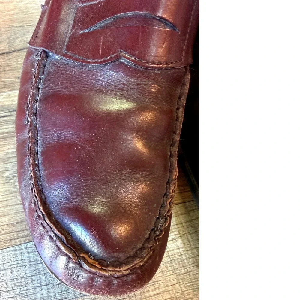 Oldmaine Trotters Penny Loafers Burgundy Leather Vintage Preppy Classic Mens 12